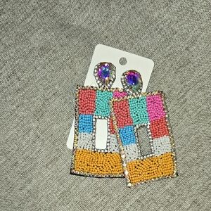 Colorful Beaded Statement Earrings